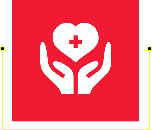Heart and hands healthcare symbol.