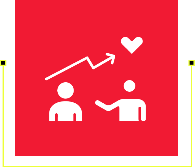 Two figures with arrow and heart symbol.